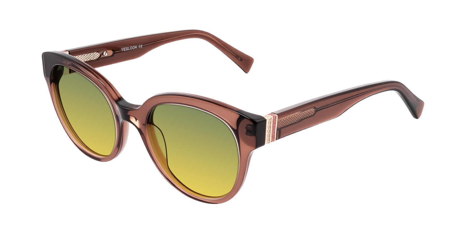 Angle of Zipa in Translucent Brown with Green / Yellow Gradient Lenses