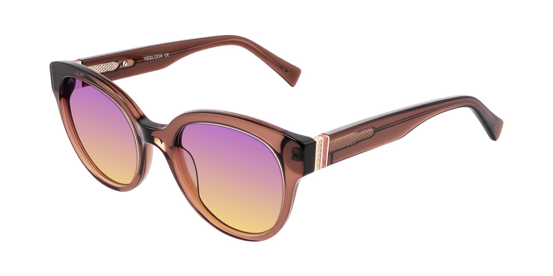 Angle of Zipa in Translucent Brown with Purple / Yellow Gradient Lenses