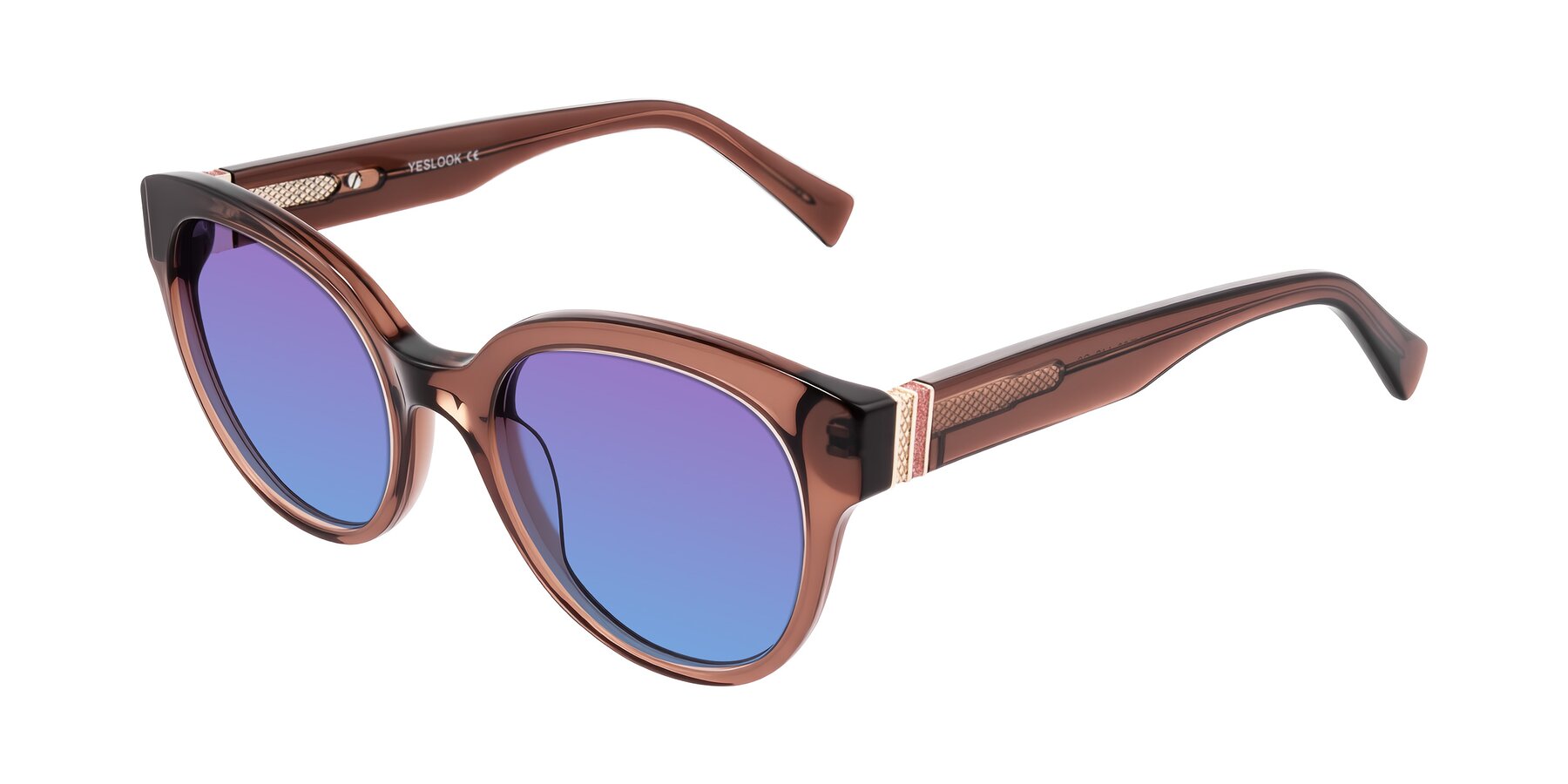 Angle of Zipa in Translucent Brown with Purple / Blue Gradient Lenses