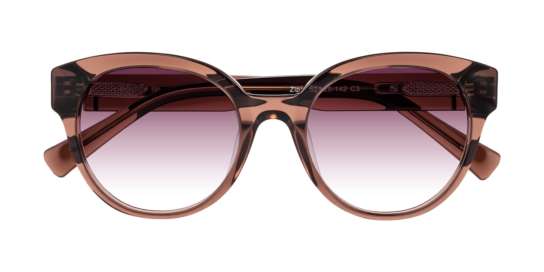 Folded Front of Zipa in Translucent Brown with Wine Gradient Lenses