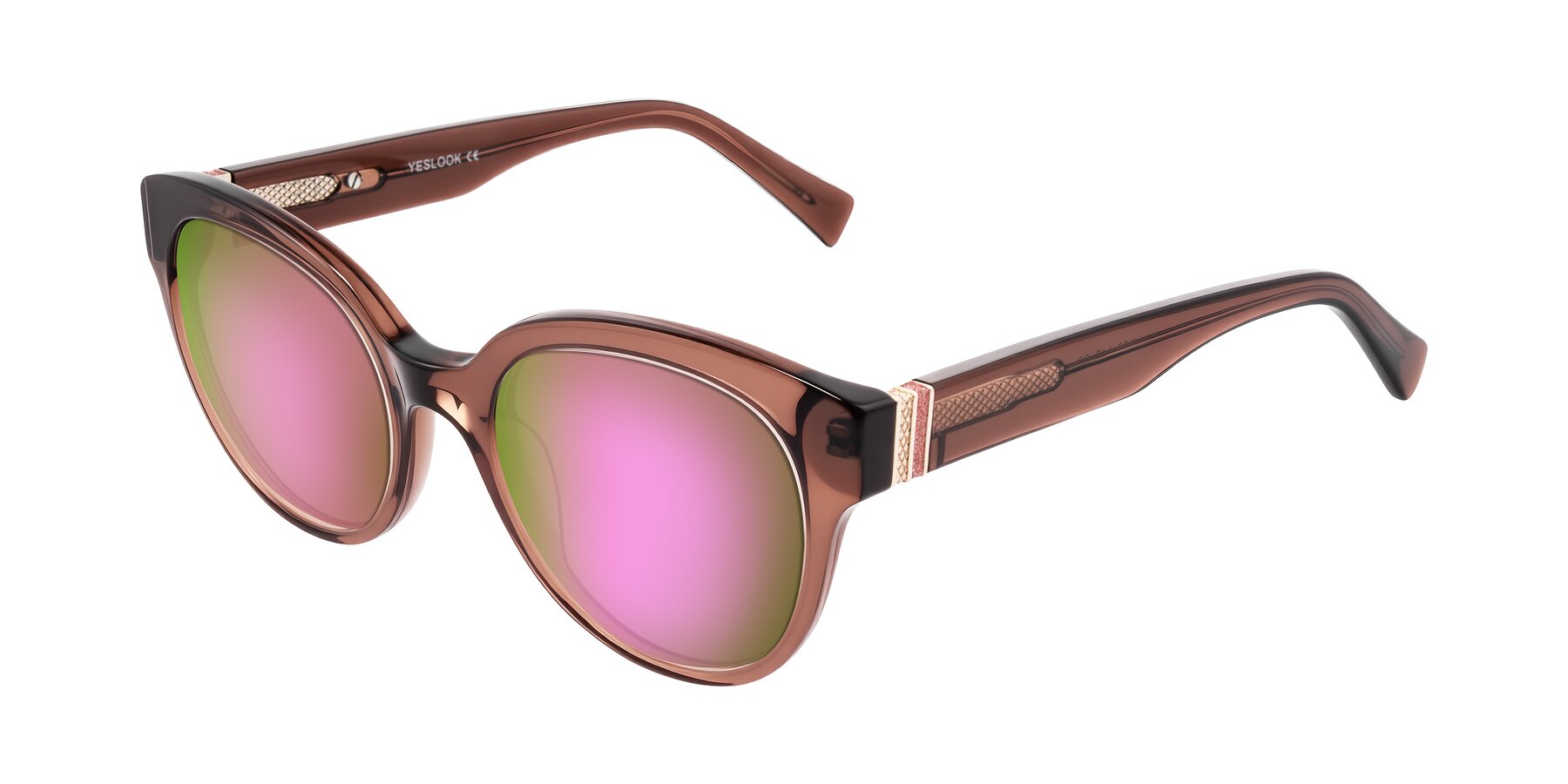 Angle of Zipa in Translucent Brown with Pink Mirrored Lenses