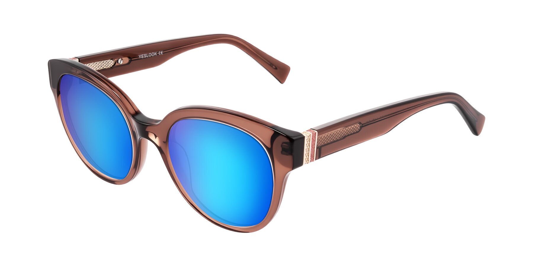 Angle of Zipa in Translucent Brown with Blue Mirrored Lenses