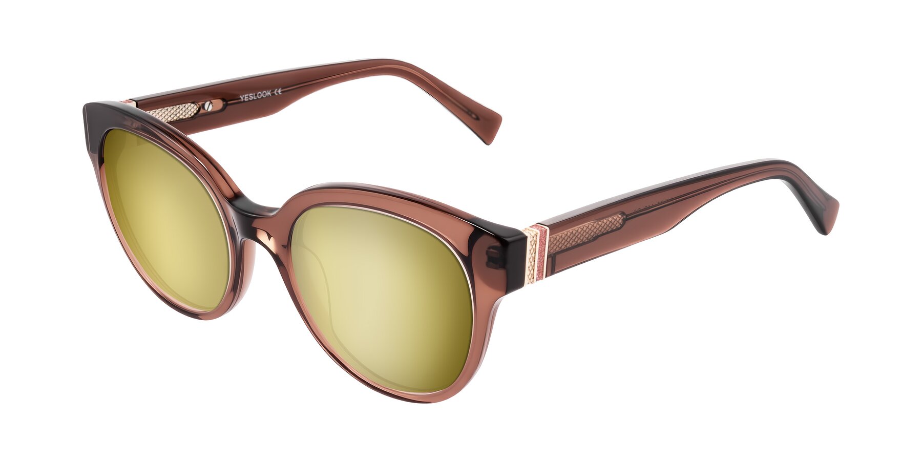 Angle of Zipa in Translucent Brown with Gold Mirrored Lenses