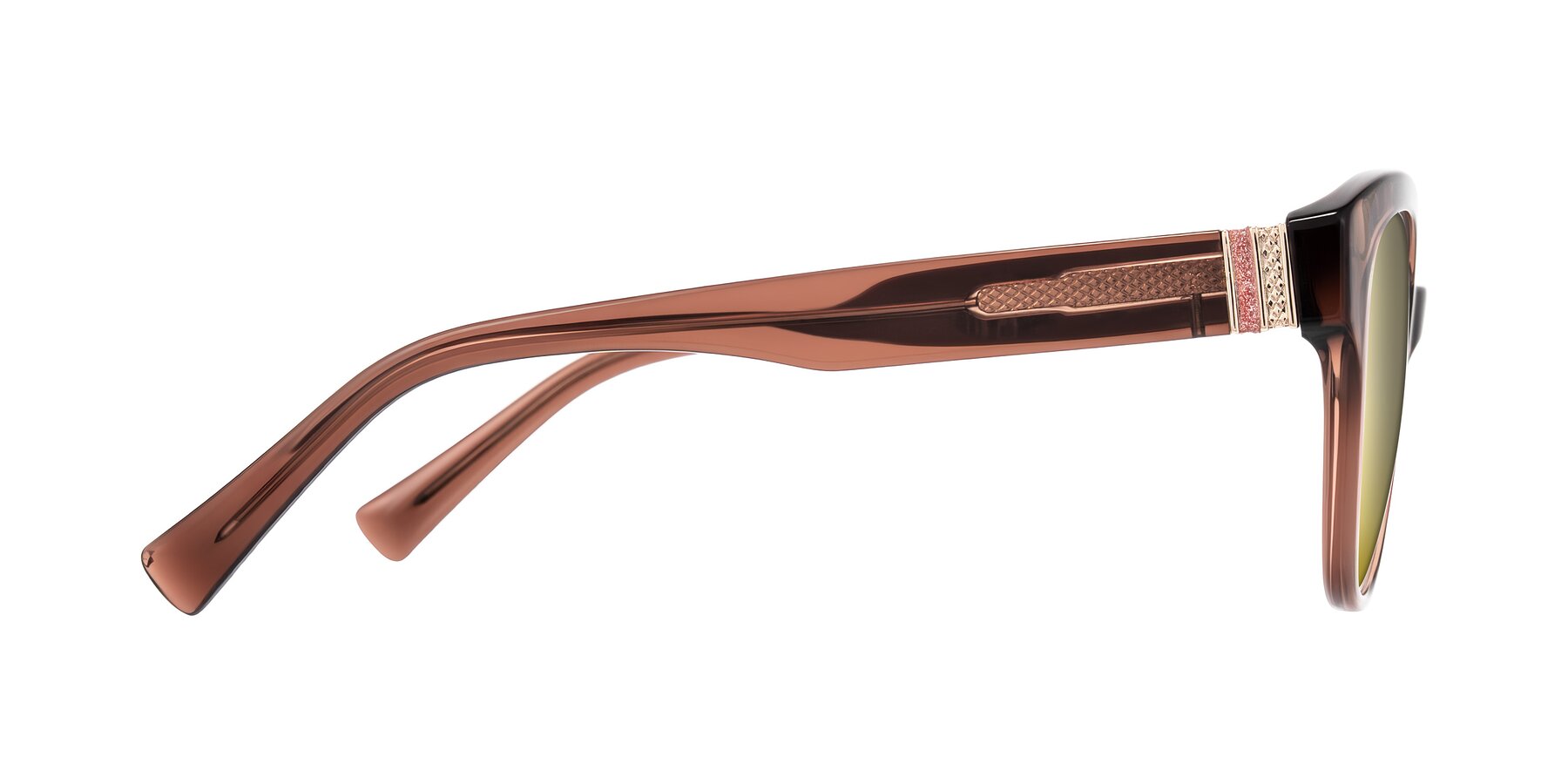 Side of Zipa in Translucent Brown with Gold Mirrored Lenses