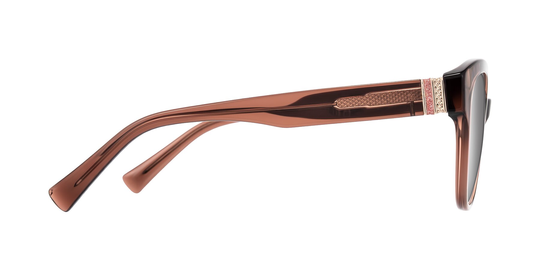 Side of Zipa in Translucent Brown with Silver Mirrored Lenses