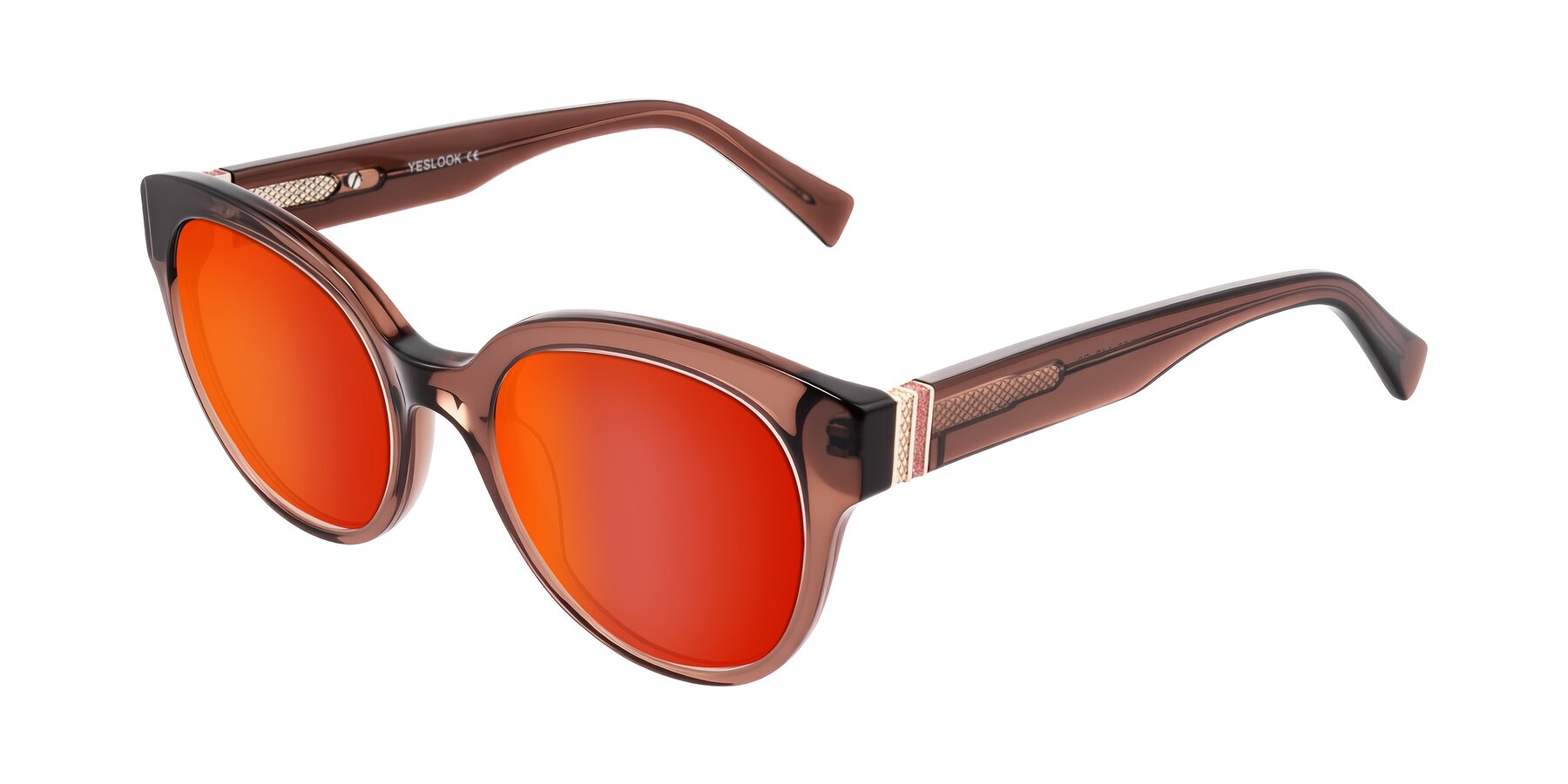 Angle of Zipa in Translucent Brown with Red Gold Mirrored Lenses