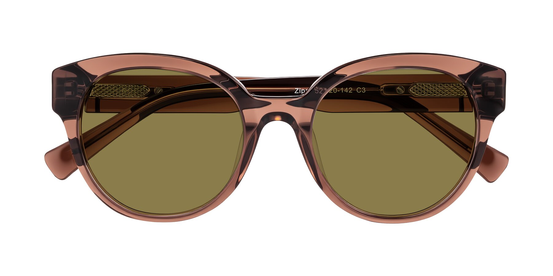 Folded Front of Zipa in Translucent Brown with Brown Polarized Lenses