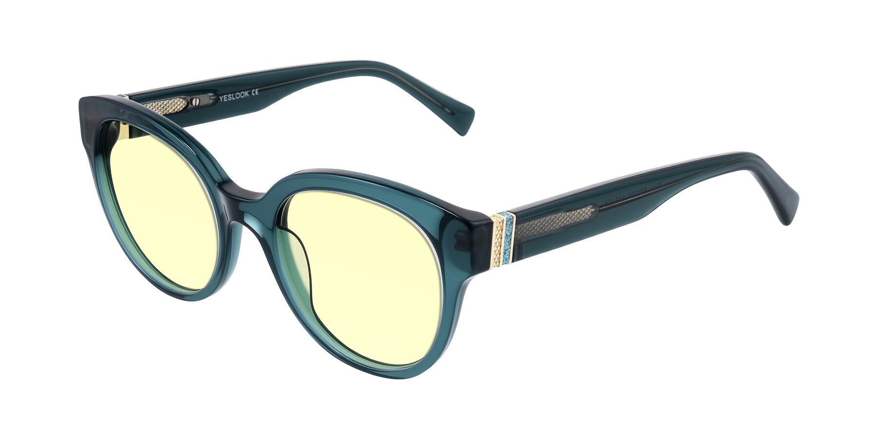 Angle of Zipa in Petrol Blue with Light Yellow Tinted Lenses