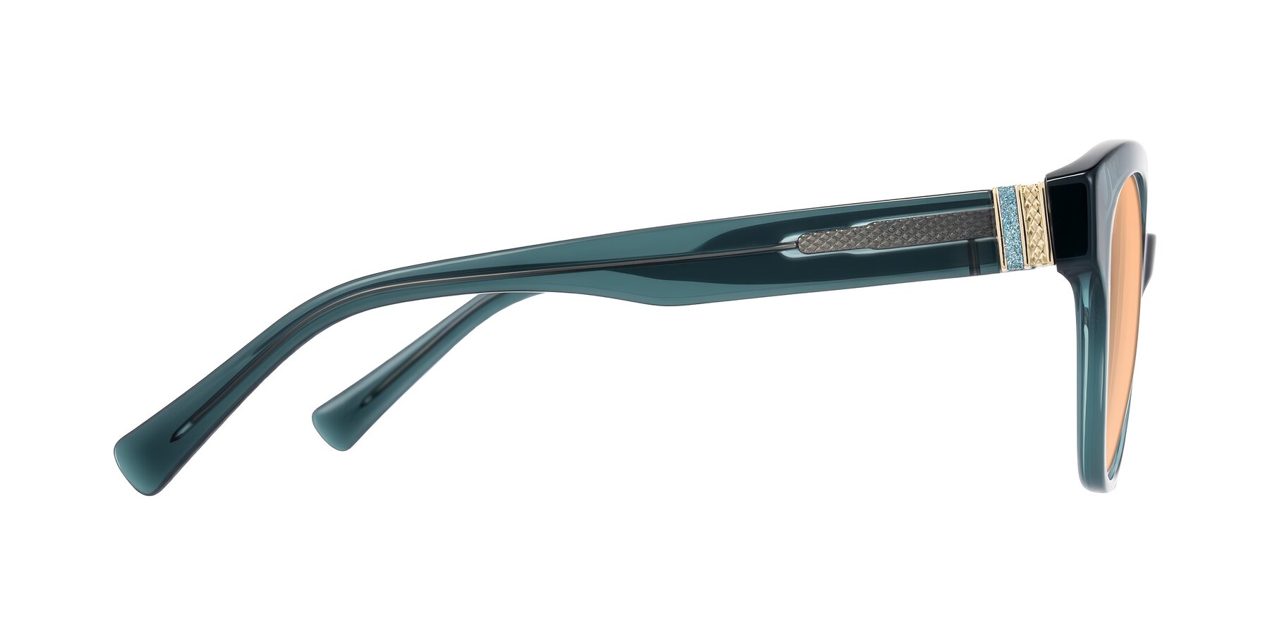 Side of Zipa in Petrol Blue with Light Orange Tinted Lenses