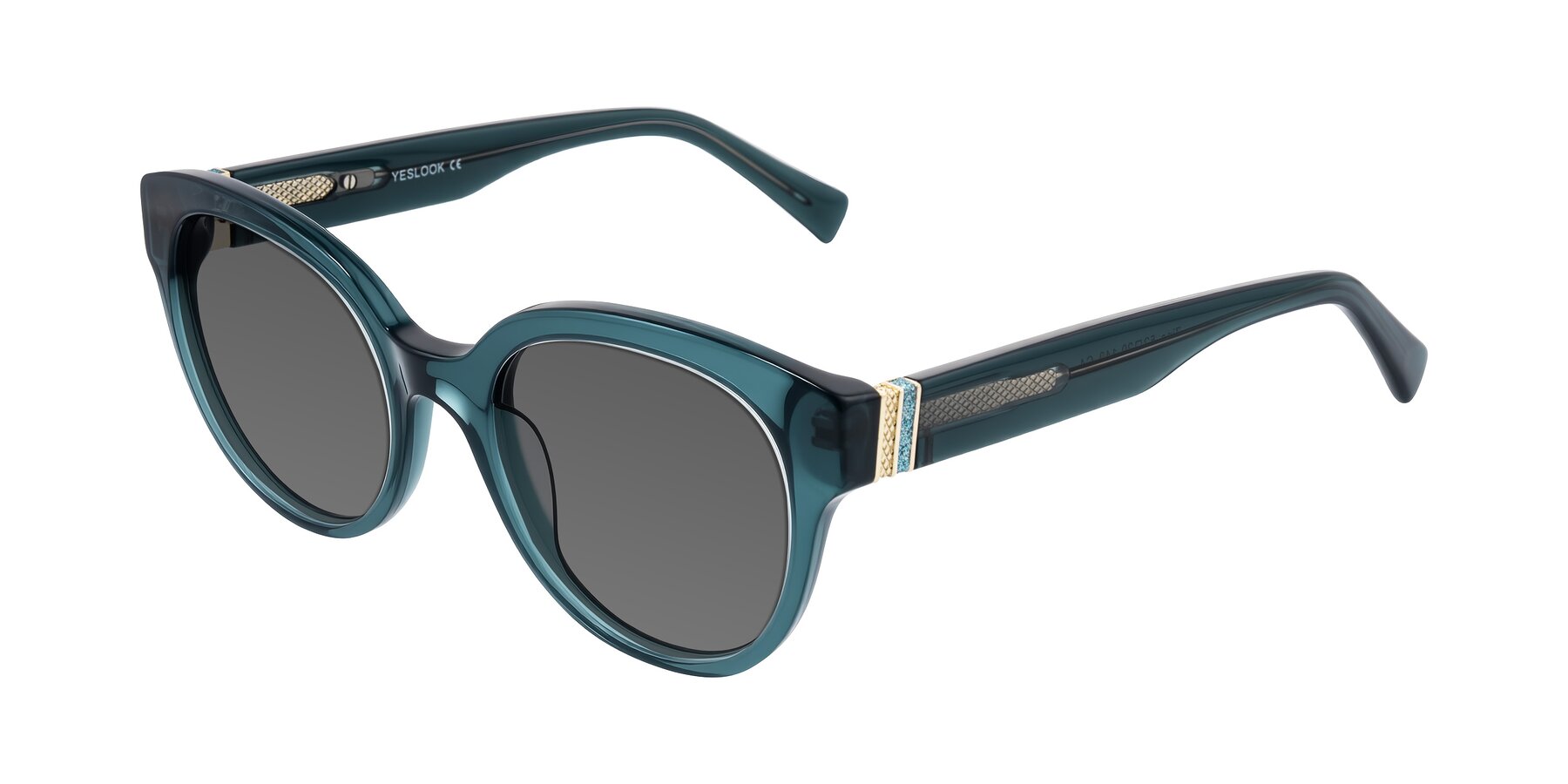 Angle of Zipa in Petrol Blue with Medium Gray Tinted Lenses