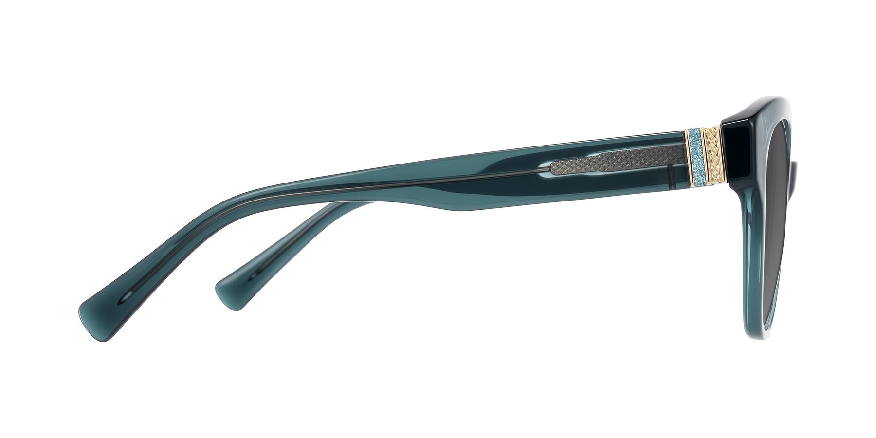 Side of Zipa in Petrol Blue with Medium Gray Tinted Lenses