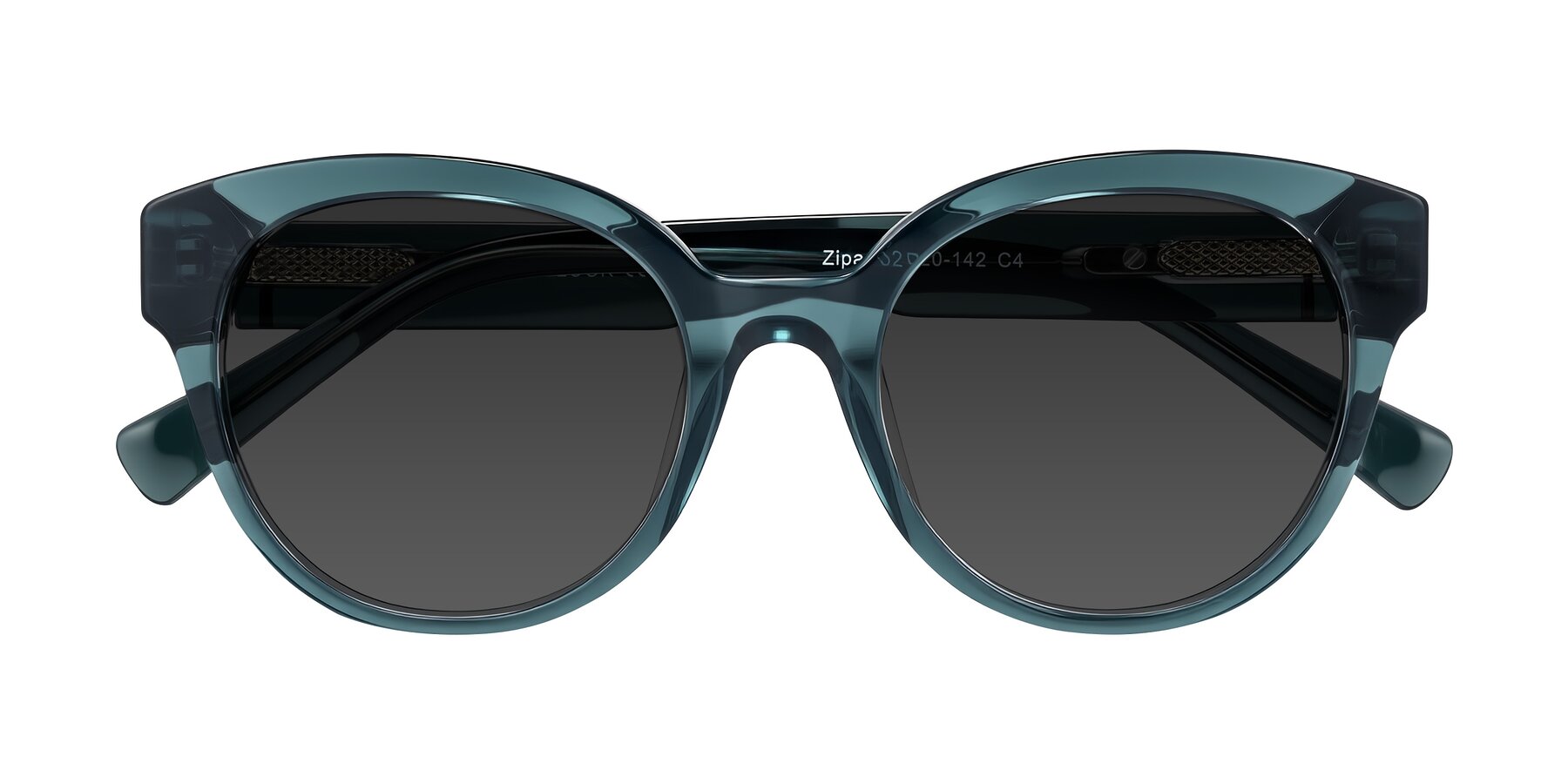 Folded Front of Zipa in Petrol Blue with Gray Tinted Lenses