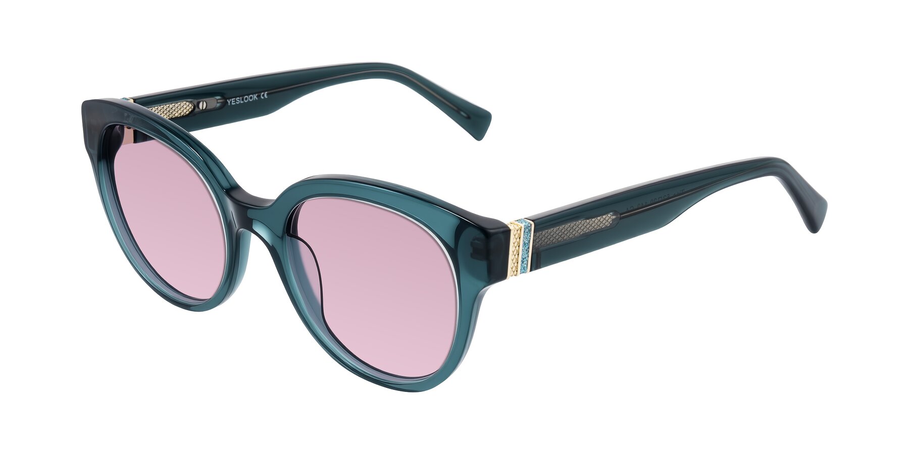Angle of Zipa in Petrol Blue with Light Wine Tinted Lenses