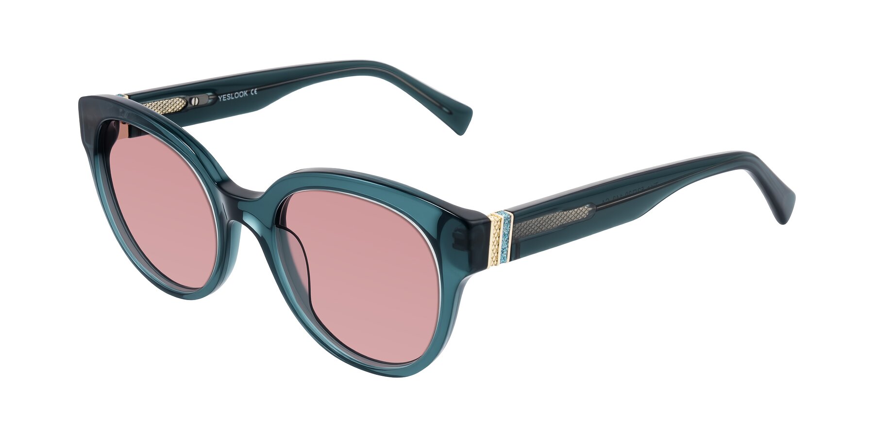 Angle of Zipa in Petrol Blue with Medium Garnet Tinted Lenses