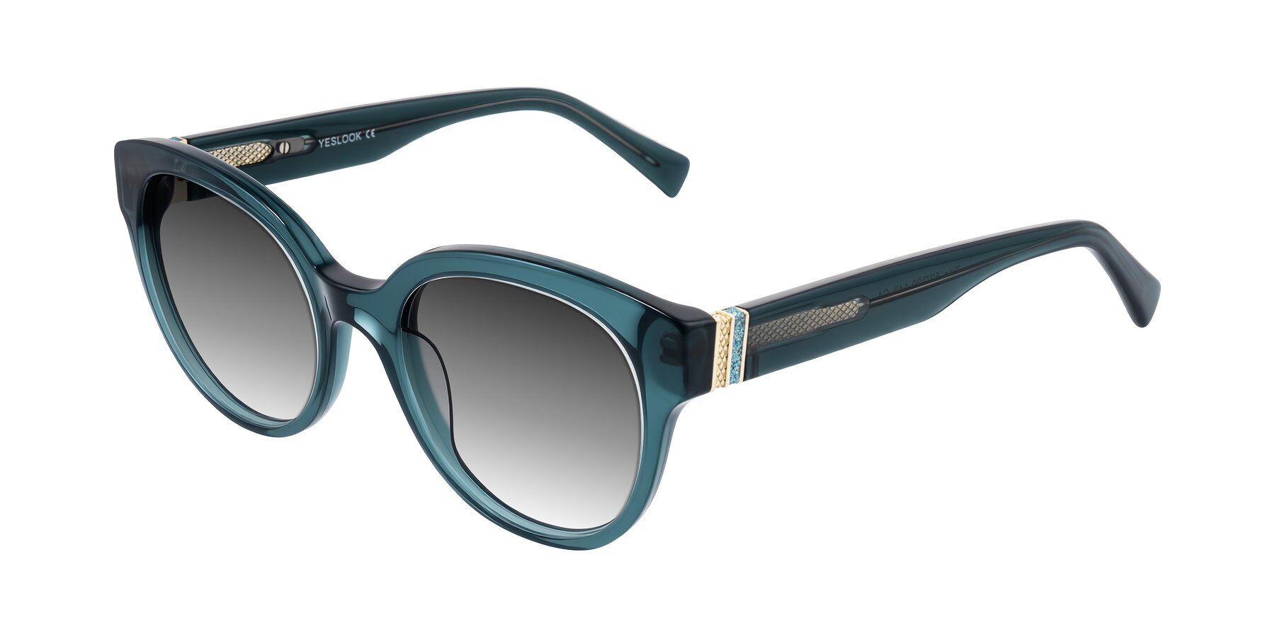 Angle of Zipa in Petrol Blue with Gray Gradient Lenses
