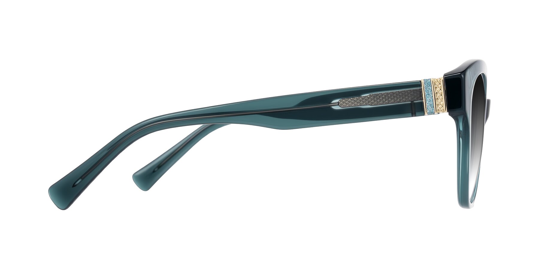 Side of Zipa in Petrol Blue with Gray Gradient Lenses