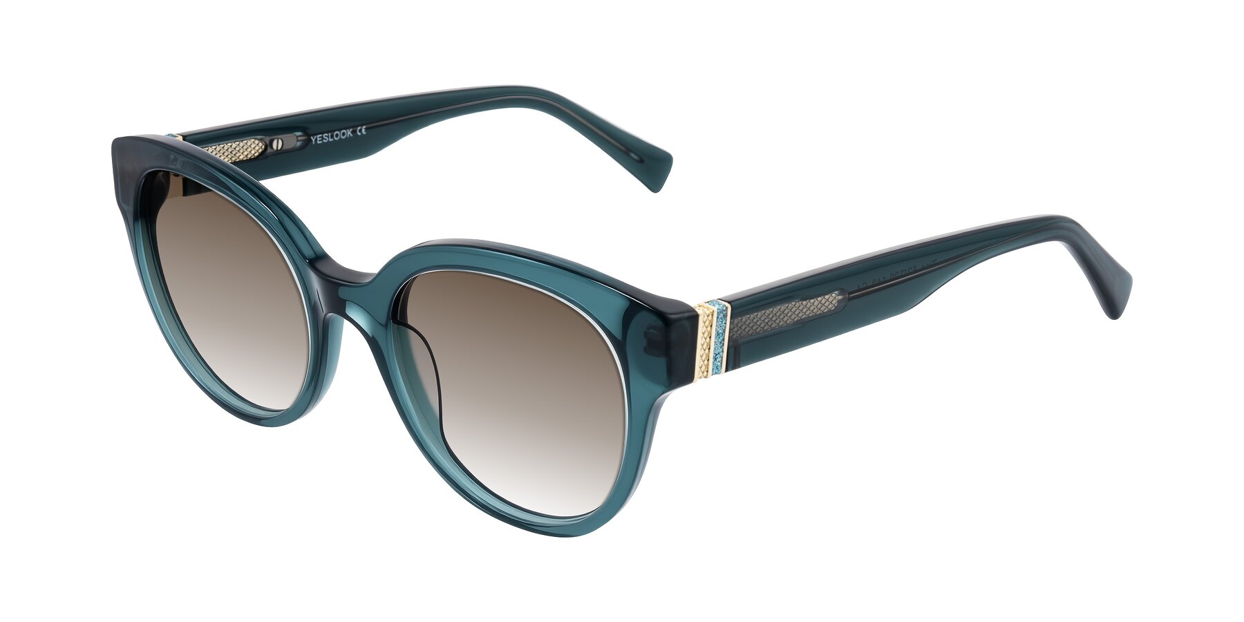 Angle of Zipa in Petrol Blue with Brown Gradient Lenses