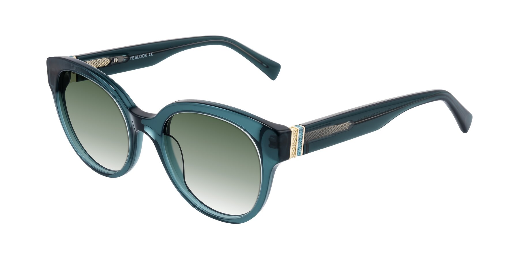 Angle of Zipa in Petrol Blue with Green Gradient Lenses