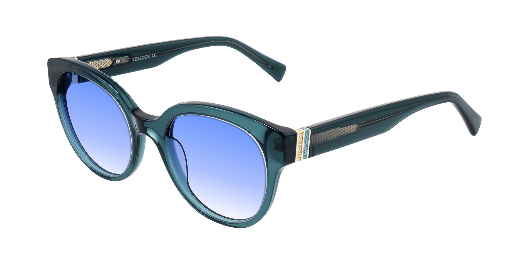 Angle of Zipa in Petrol Blue with Blue Gradient Lenses