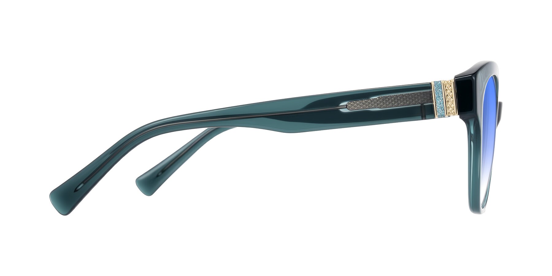 Side of Zipa in Petrol Blue with Blue Gradient Lenses