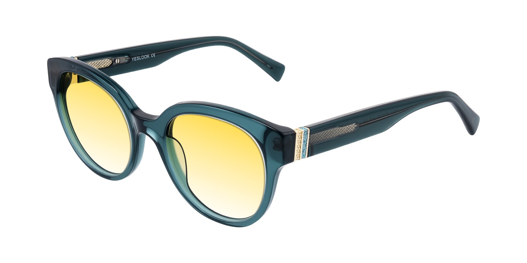 Angle of Zipa in Petrol Blue with Yellow Gradient Lenses
