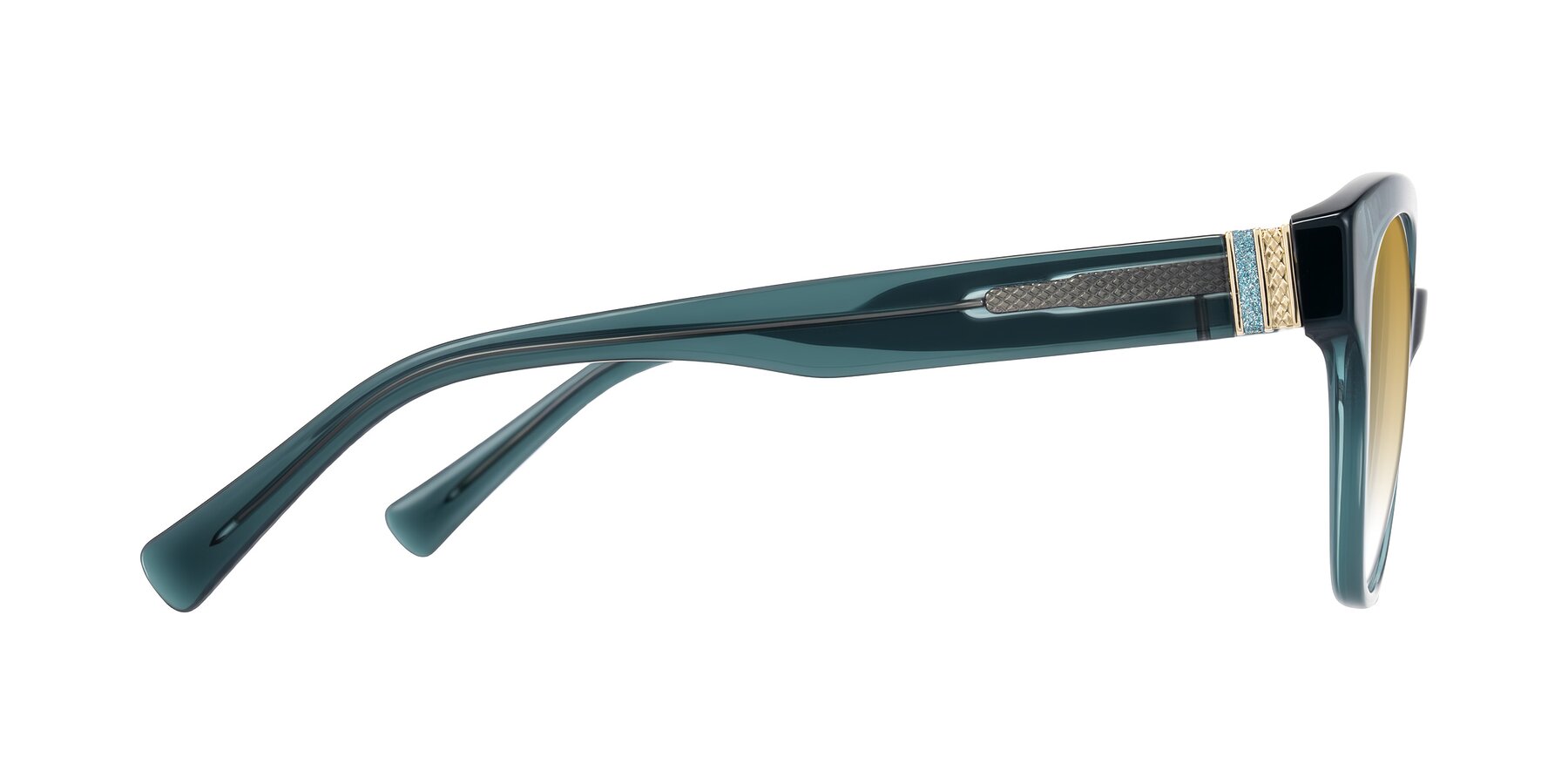 Side of Zipa in Petrol Blue with Champagne Gradient Lenses