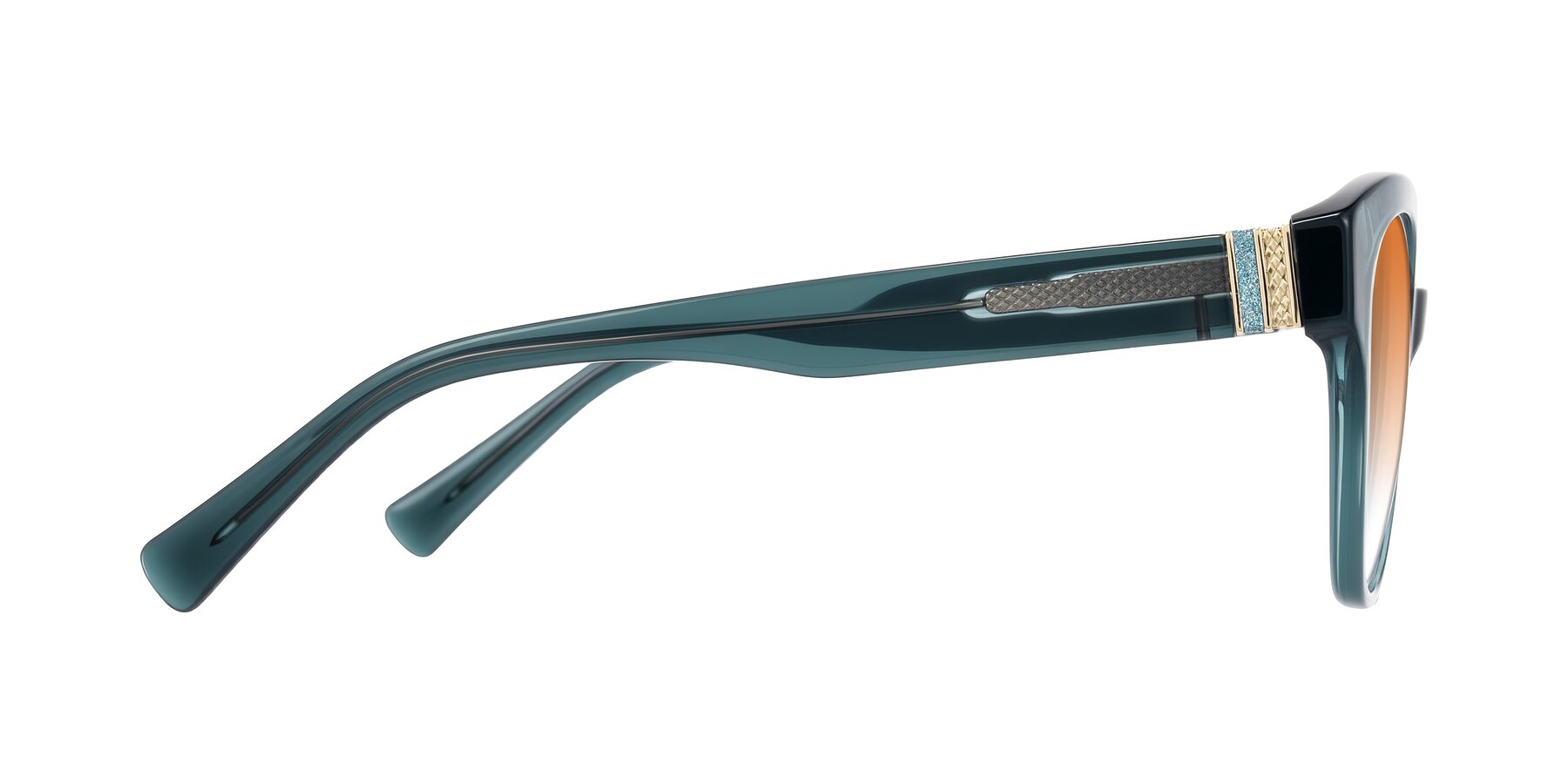 Side of Zipa in Petrol Blue with Orange Gradient Lenses