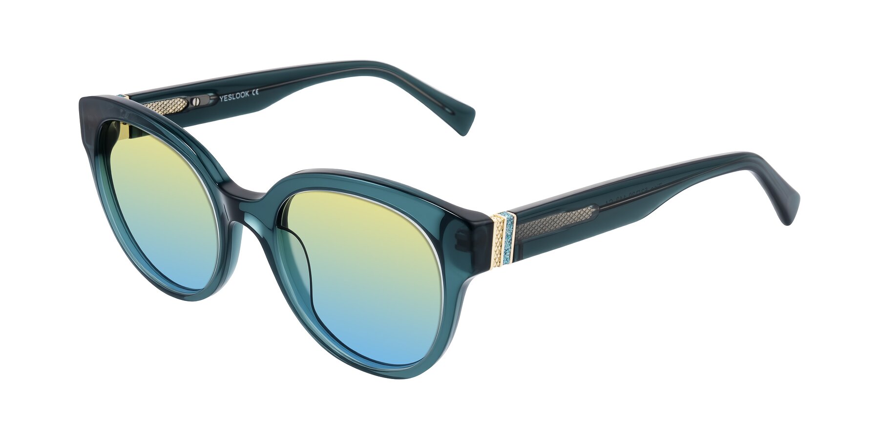 Angle of Zipa in Petrol Blue with Yellow / Blue Gradient Lenses