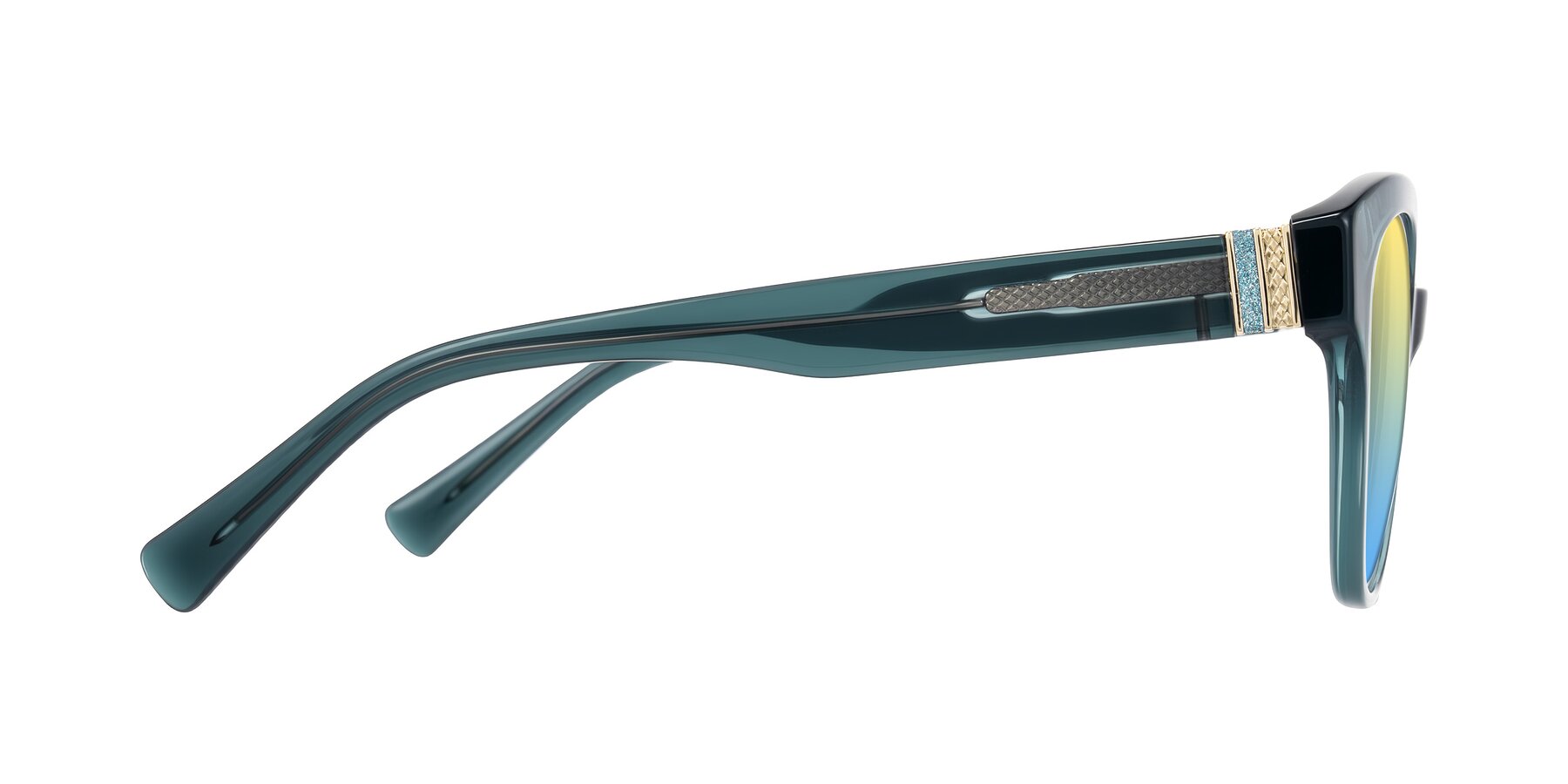 Side of Zipa in Petrol Blue with Yellow / Blue Gradient Lenses