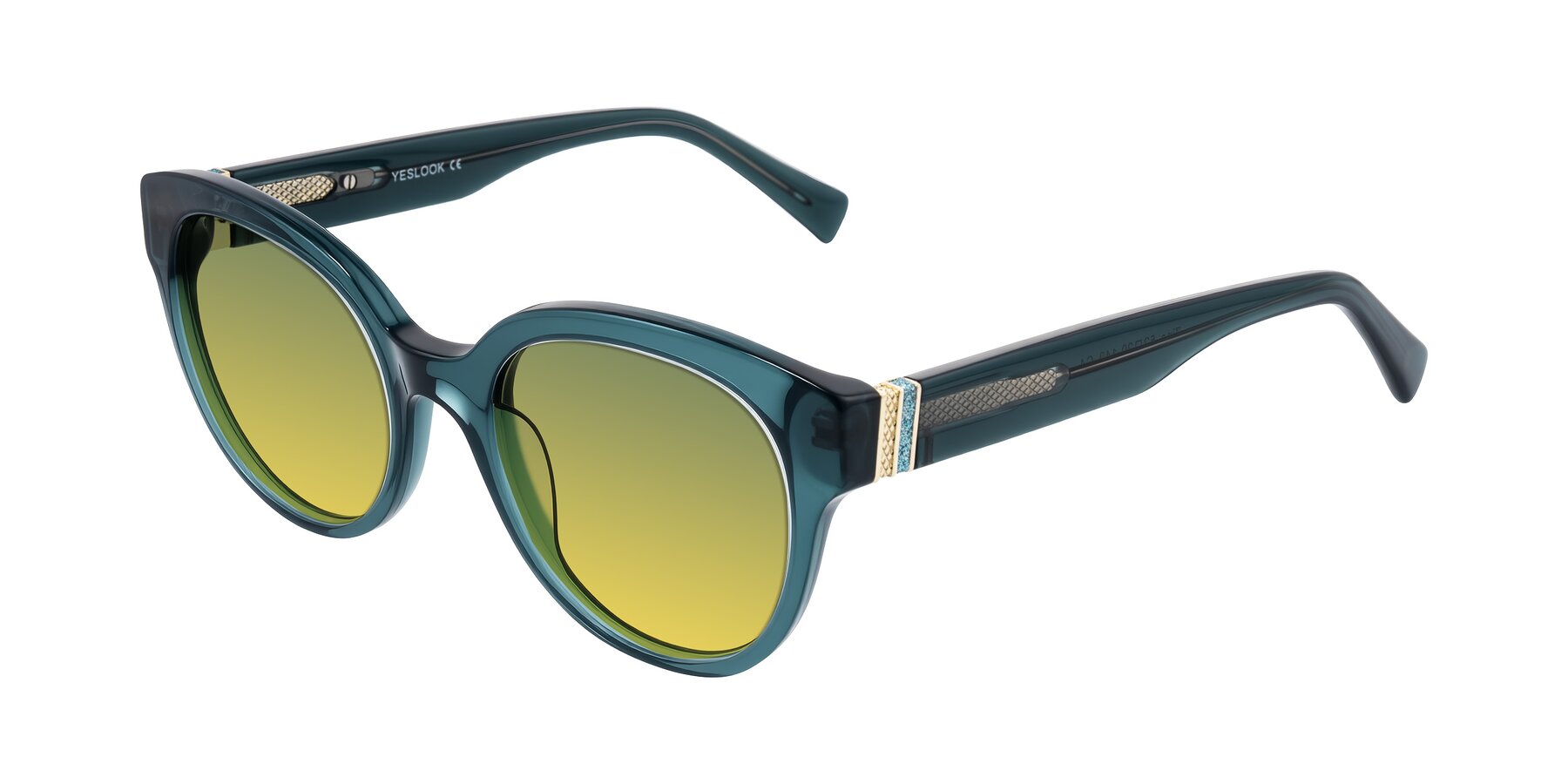 Angle of Zipa in Petrol Blue with Green / Yellow Gradient Lenses