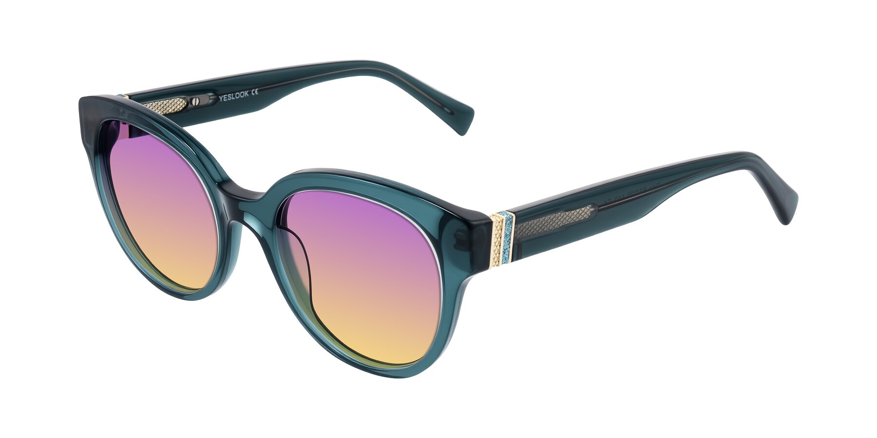 Angle of Zipa in Petrol Blue with Purple / Yellow Gradient Lenses