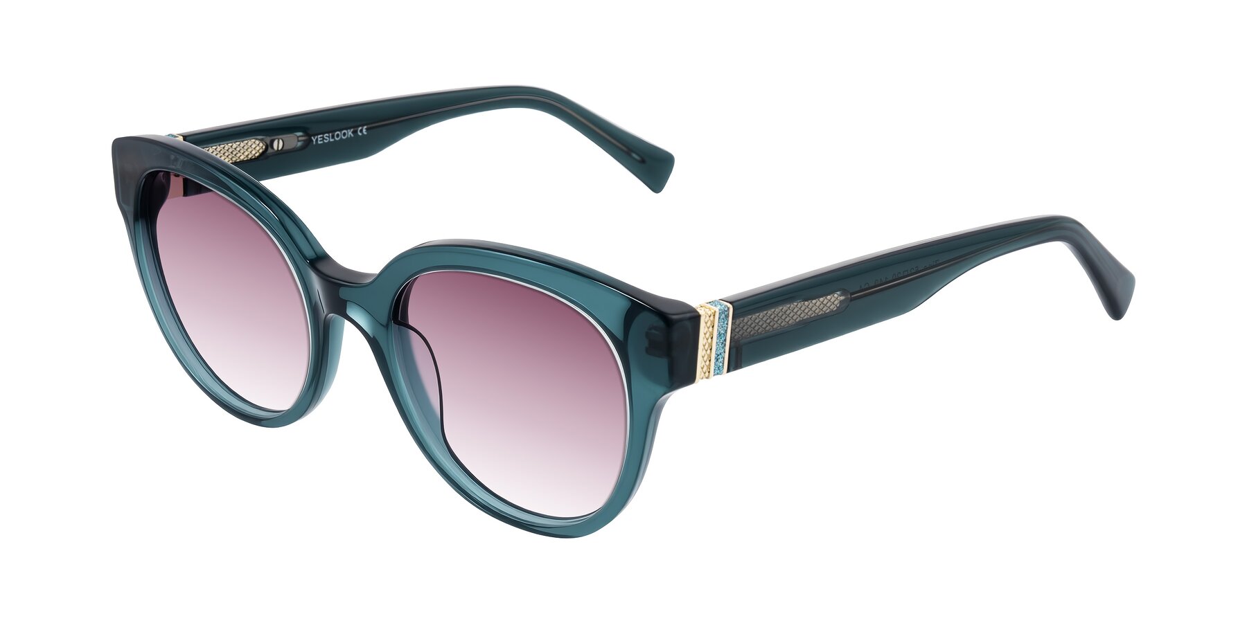 Angle of Zipa in Petrol Blue with Wine Gradient Lenses