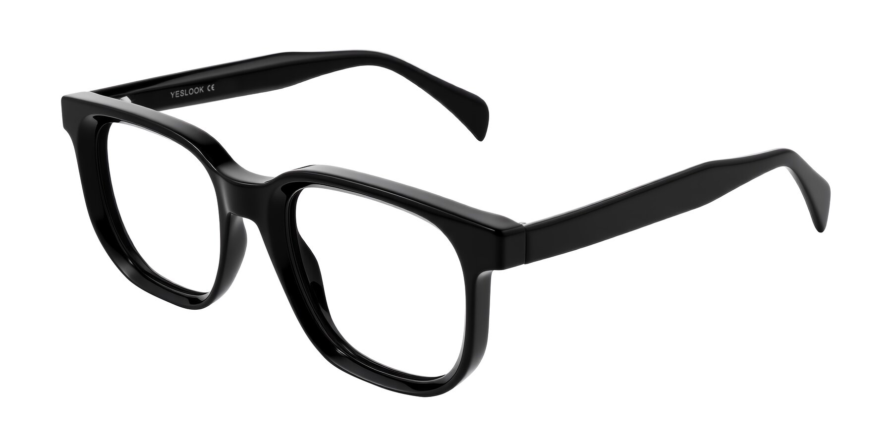 Angle of Mysterious in Black with Clear Eyeglass Lenses
