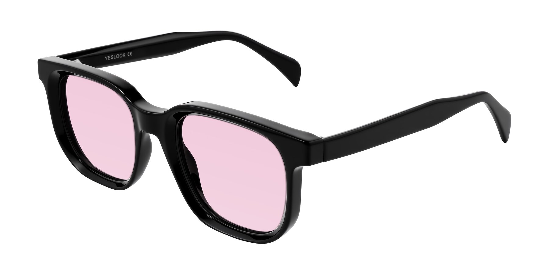 Angle of Mysterious in Black with Light Pink Tinted Lenses