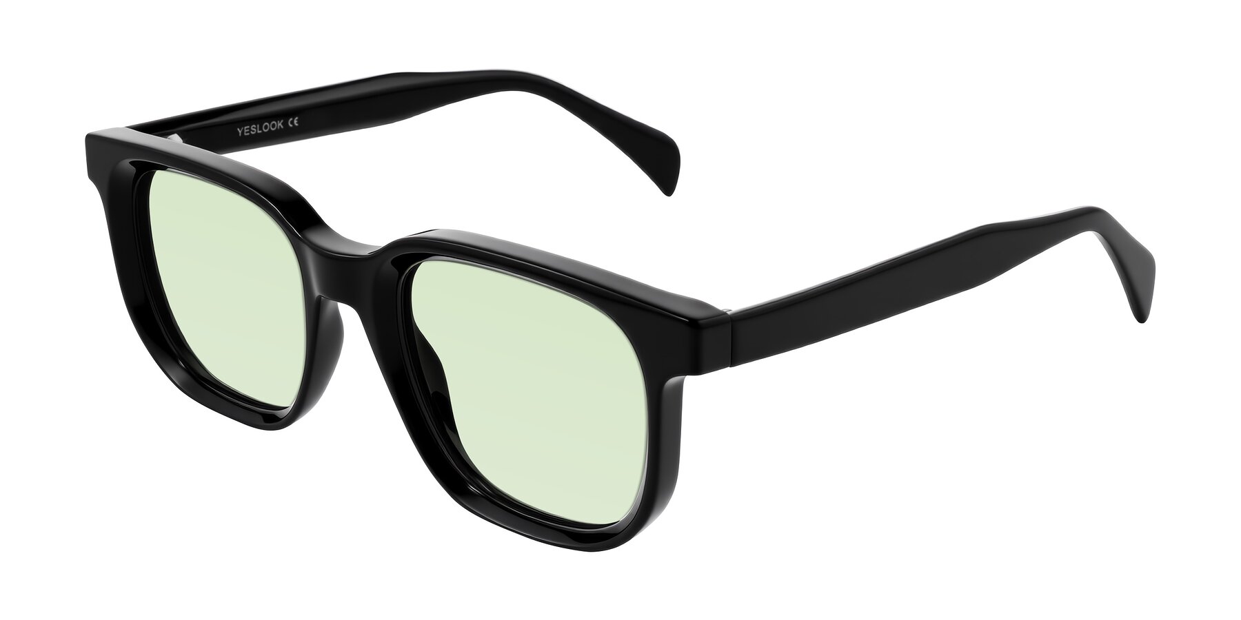 Angle of Mysterious in Black with Light Green Tinted Lenses