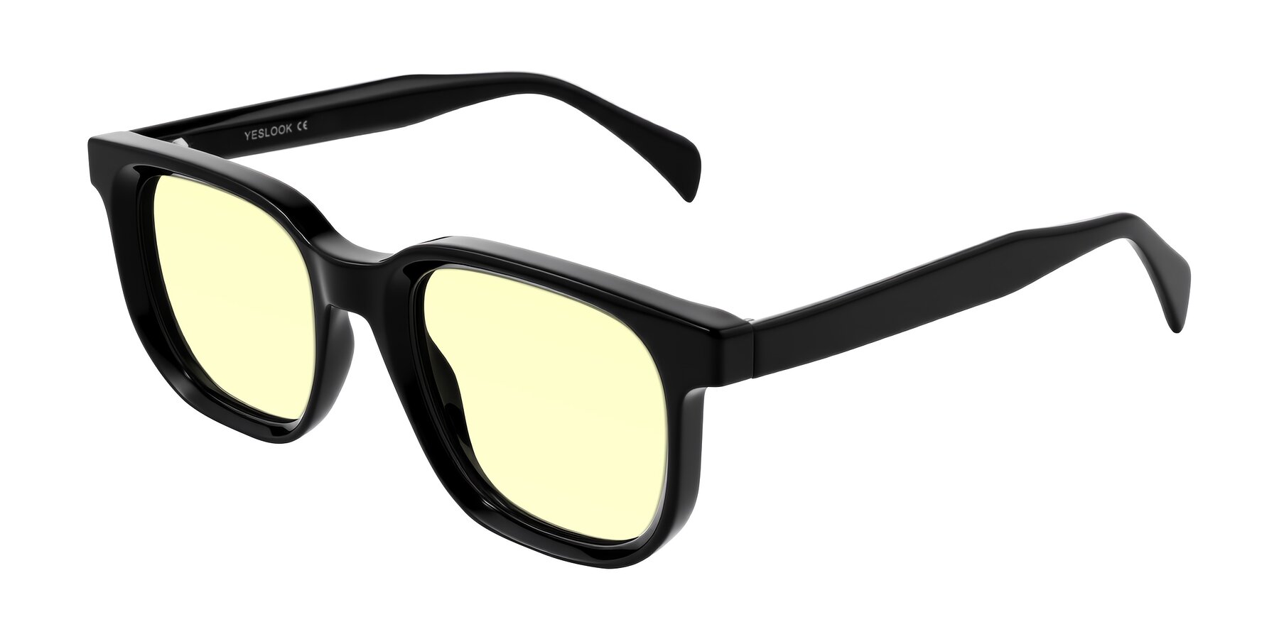 Angle of Mysterious in Black with Light Yellow Tinted Lenses