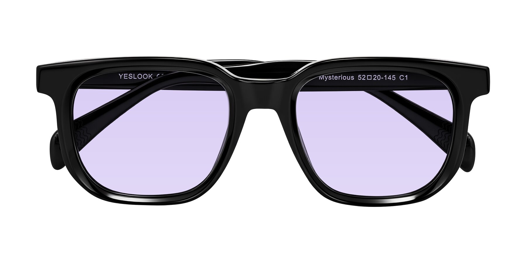 Folded Front of Mysterious in Black with Light Purple Tinted Lenses