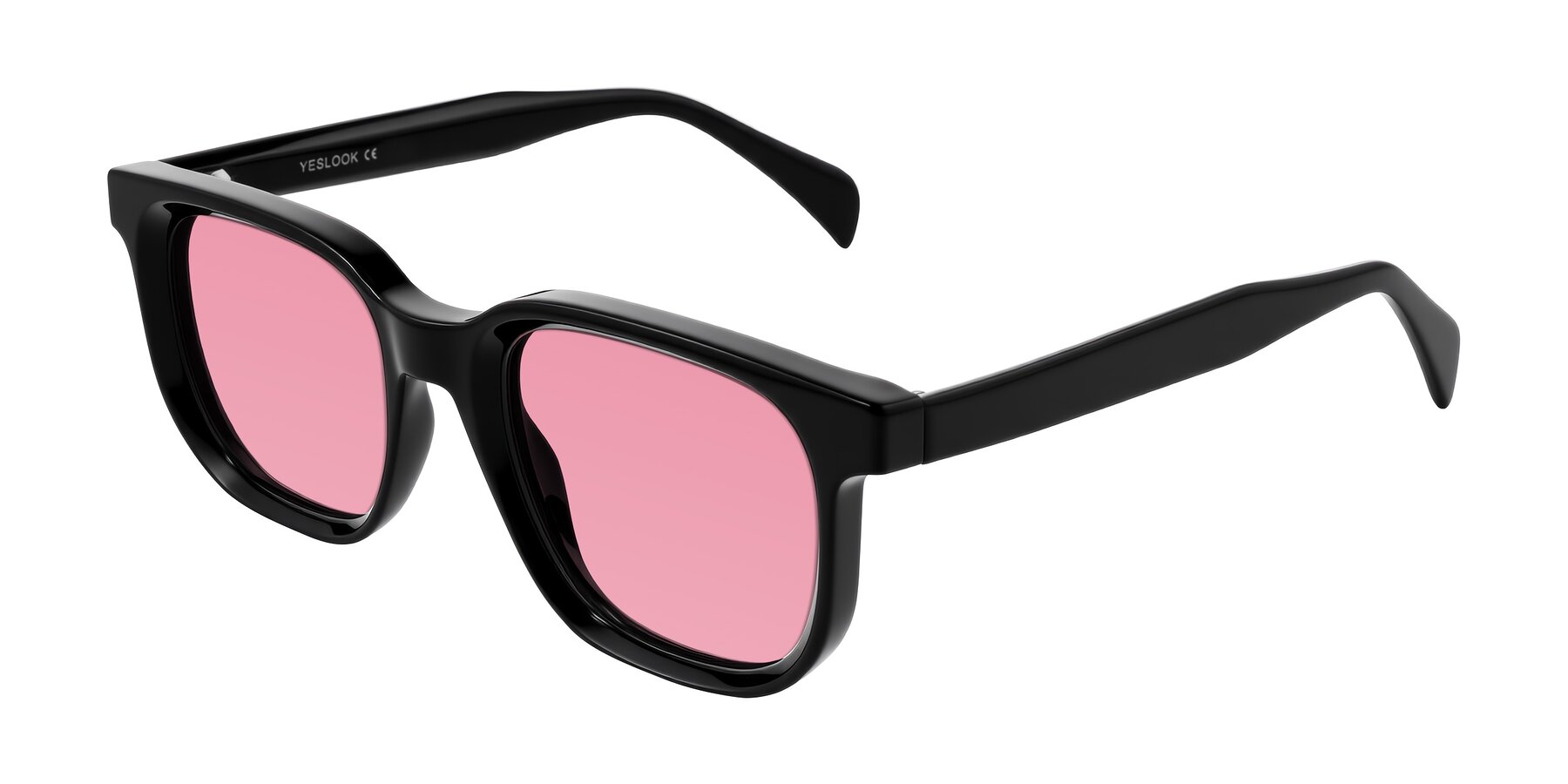 Angle of Mysterious in Black with Pink Tinted Lenses
