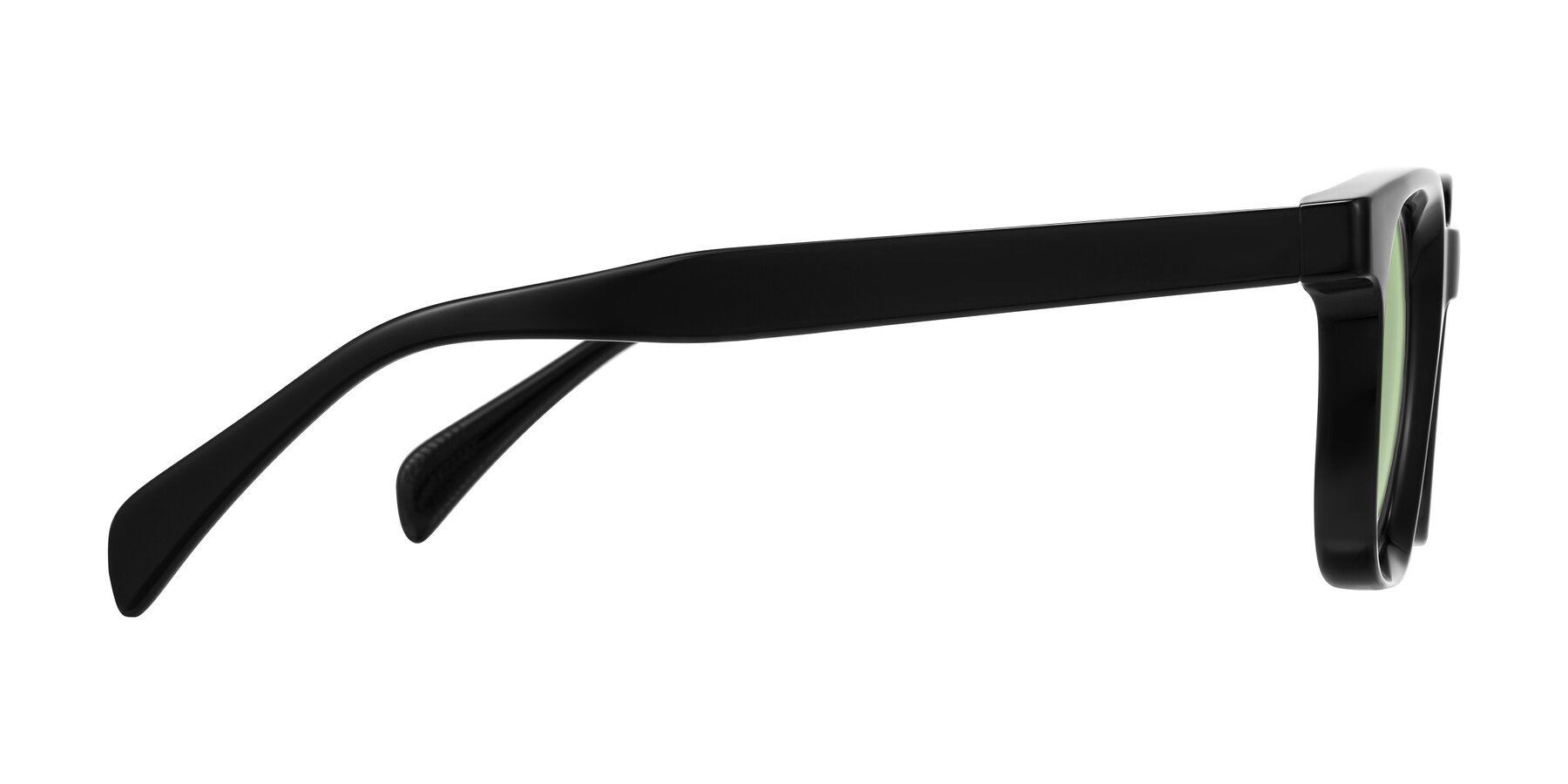 Side of Mysterious in Black with Medium Green Tinted Lenses