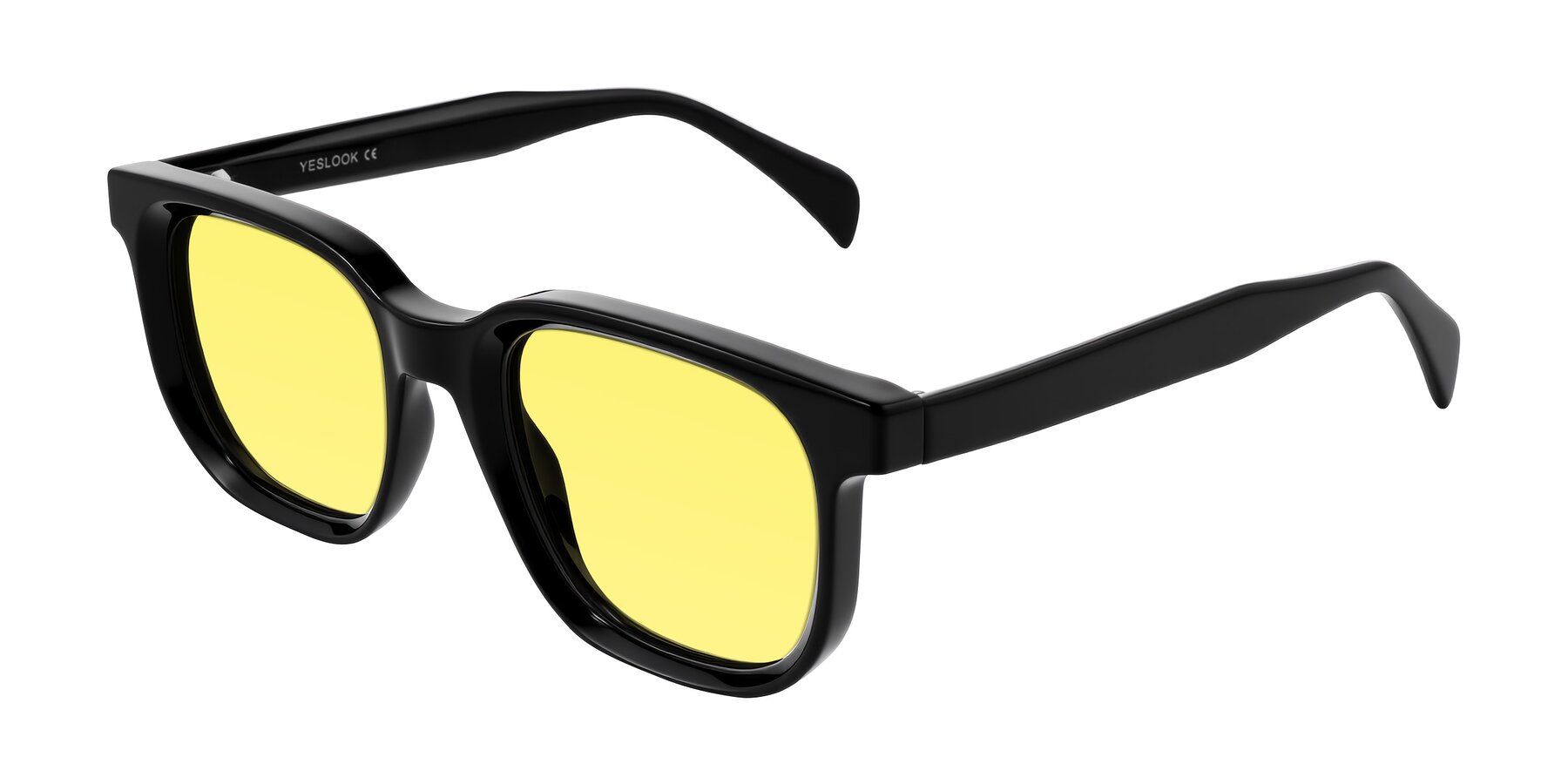 Angle of Mysterious in Black with Medium Yellow Tinted Lenses