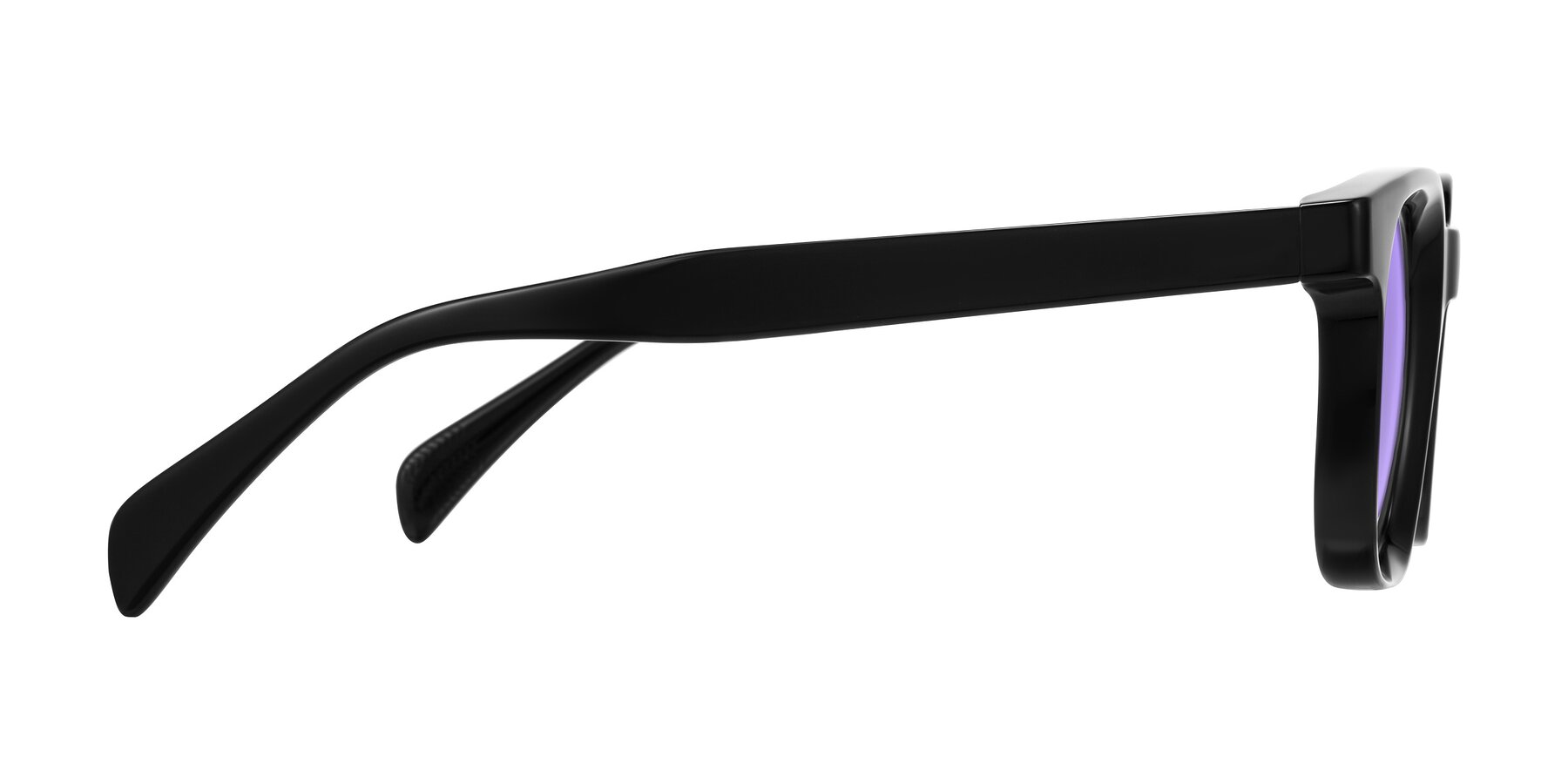 Side of Mysterious in Black with Medium Purple Tinted Lenses