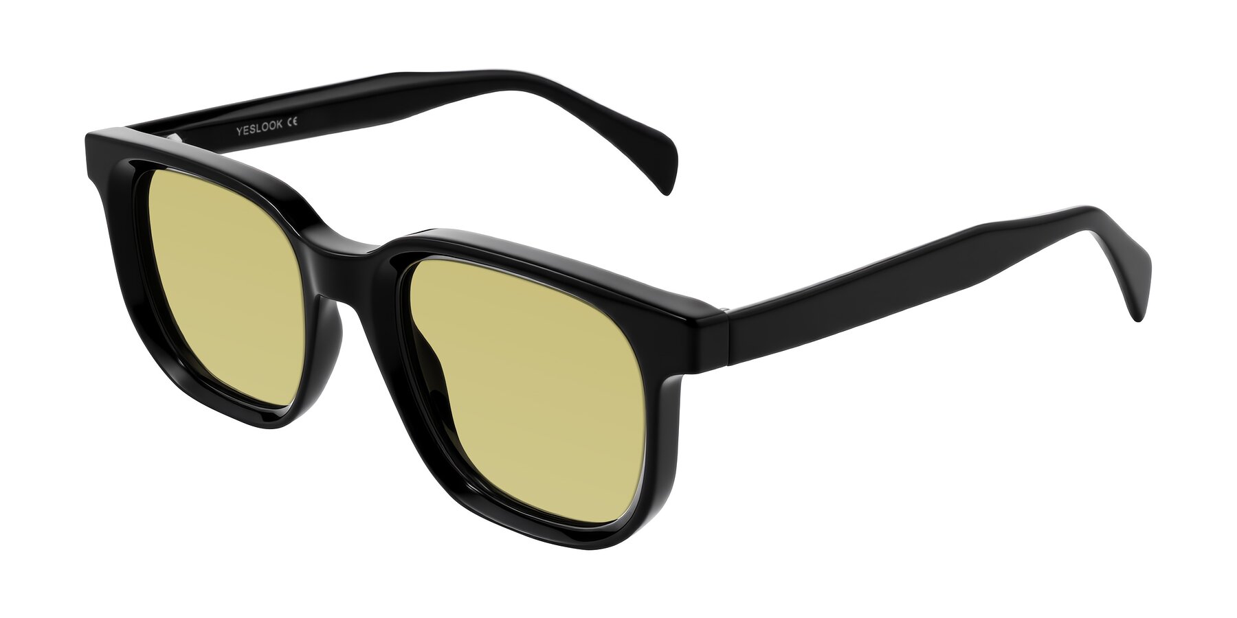 Angle of Mysterious in Black with Medium Champagne Tinted Lenses