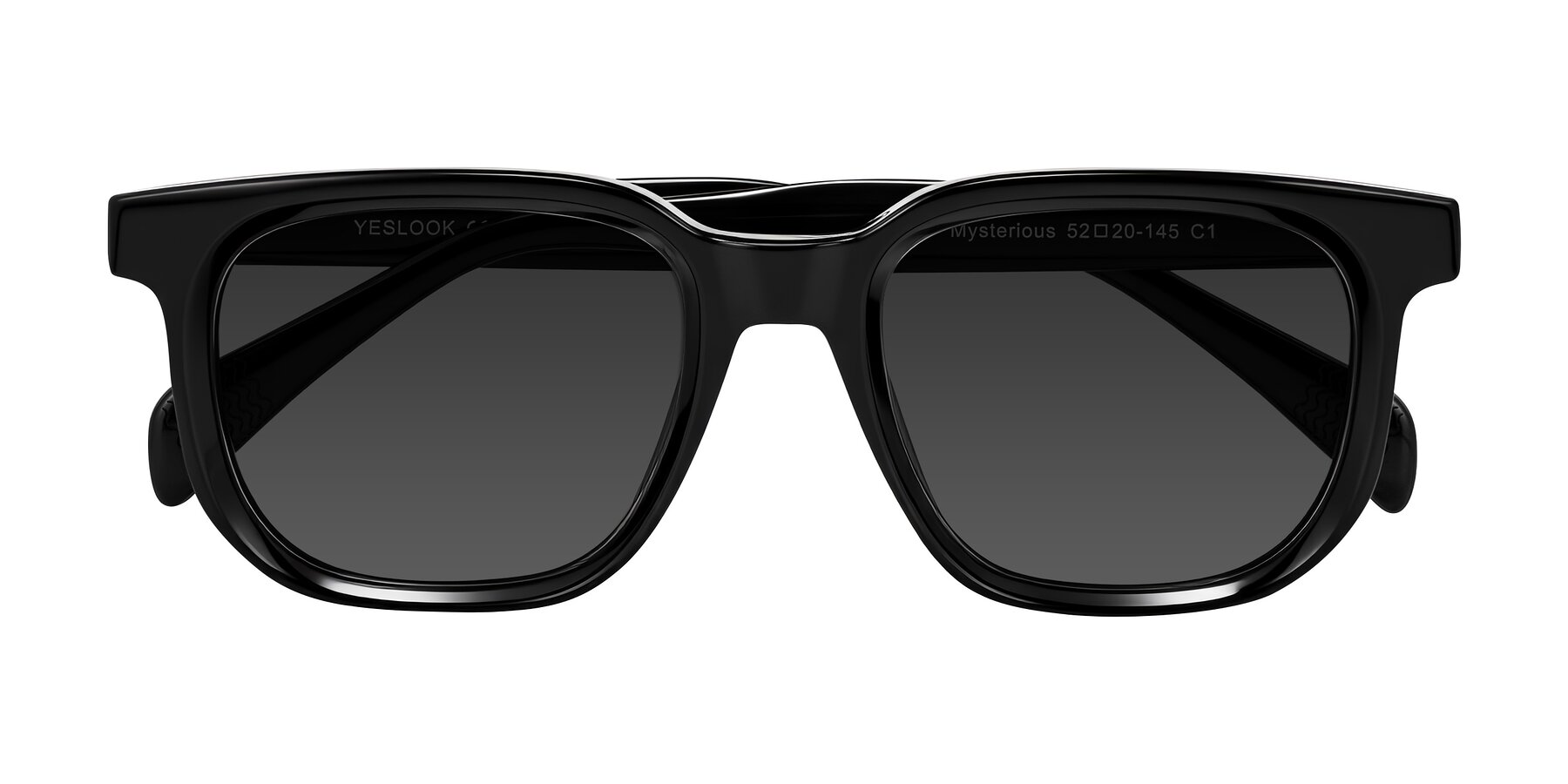 Folded Front of Mysterious in Black with Gray Tinted Lenses