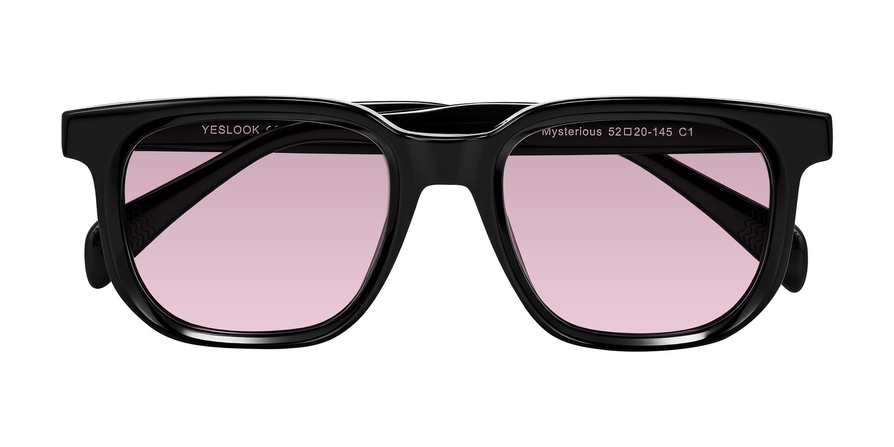 Folded Front of Mysterious in Black with Light Wine Tinted Lenses