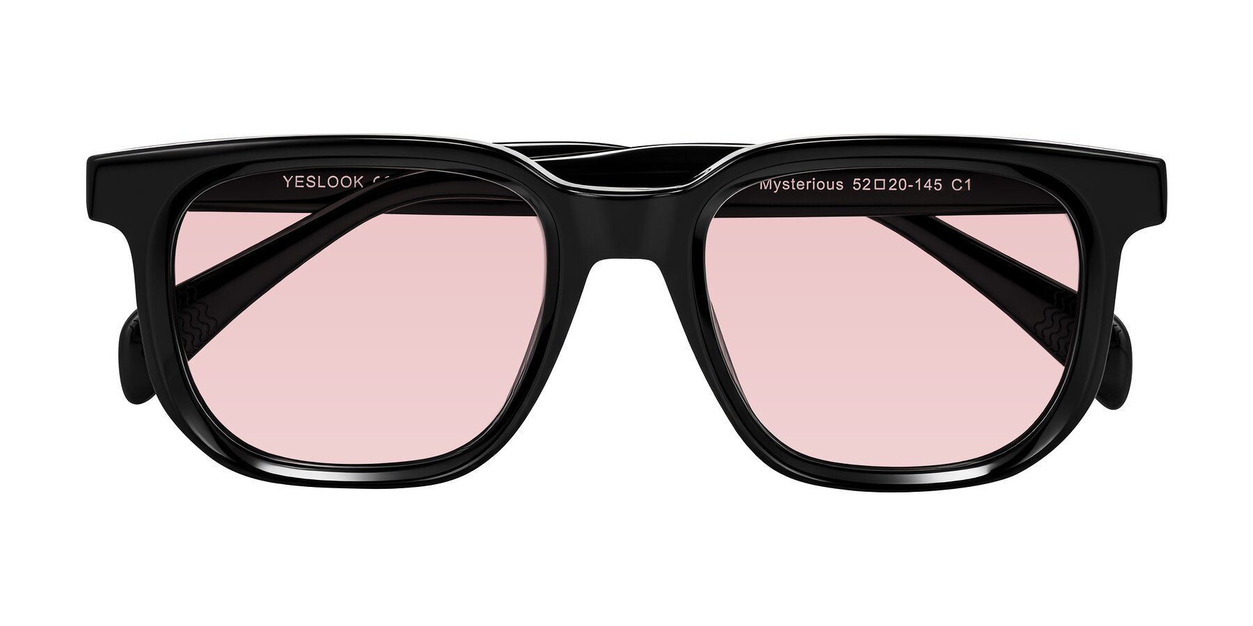 Folded Front of Mysterious in Black with Light Garnet Tinted Lenses