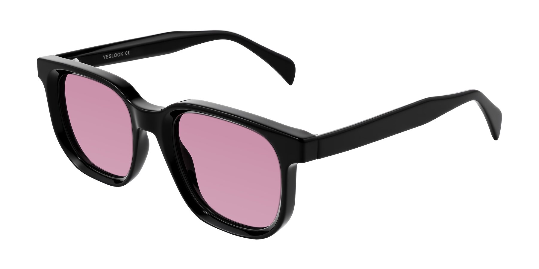 Angle of Mysterious in Black with Medium Wine Tinted Lenses