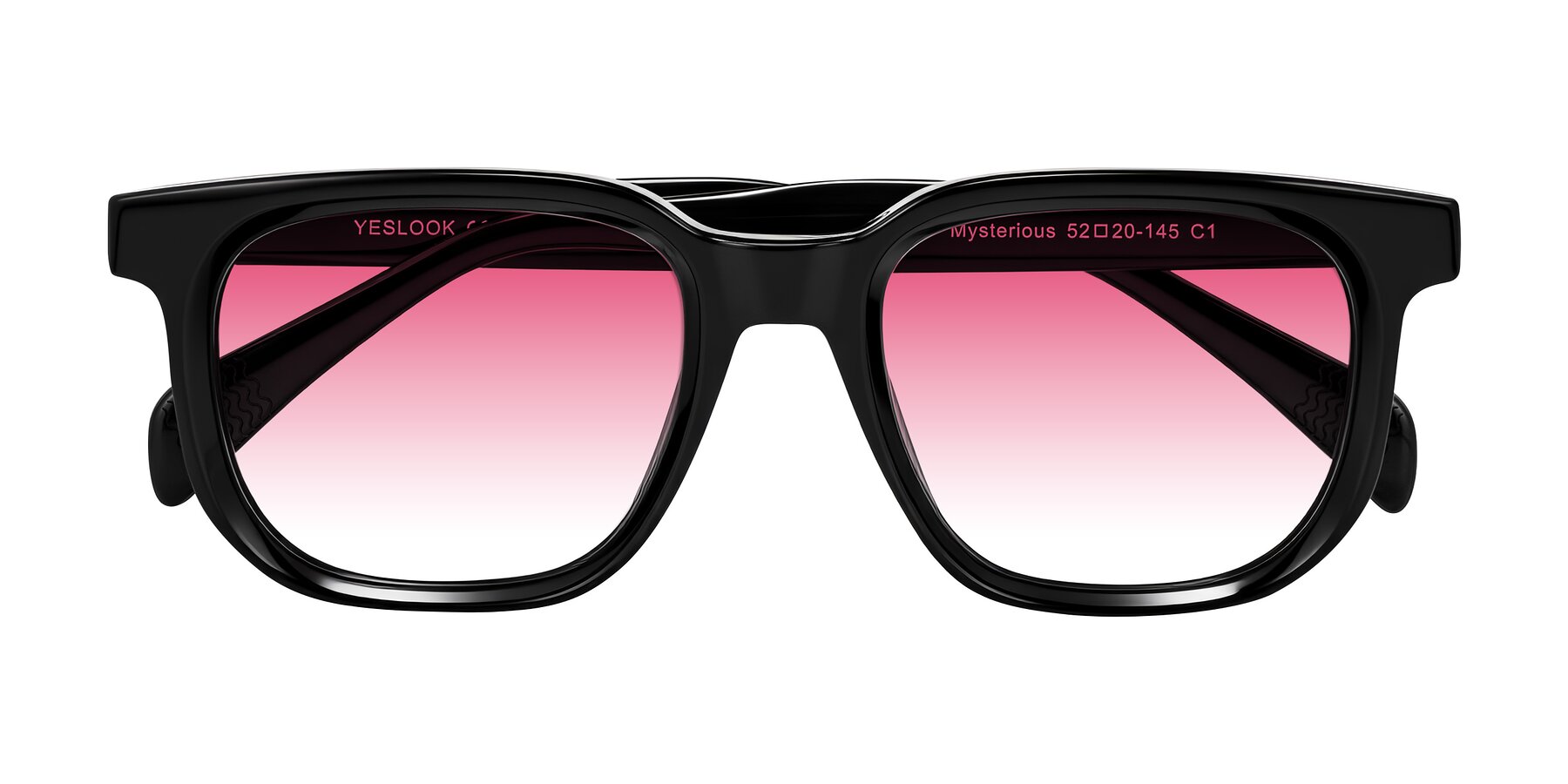 Folded Front of Mysterious in Black with Pink Gradient Lenses