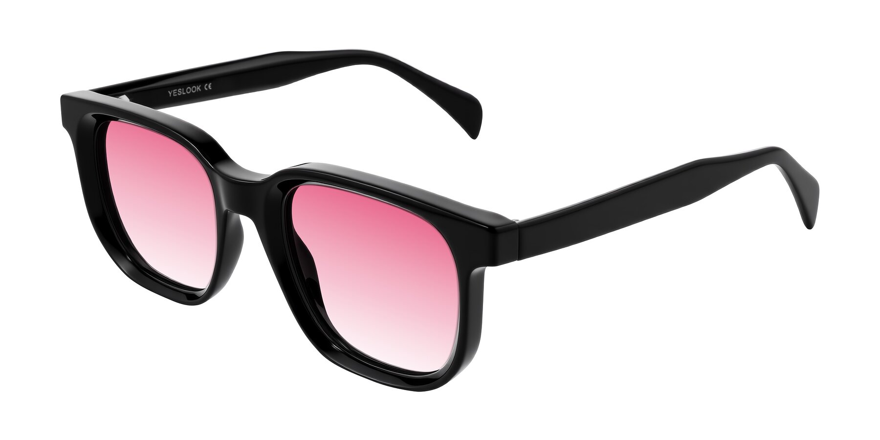 Angle of Mysterious in Black with Pink Gradient Lenses