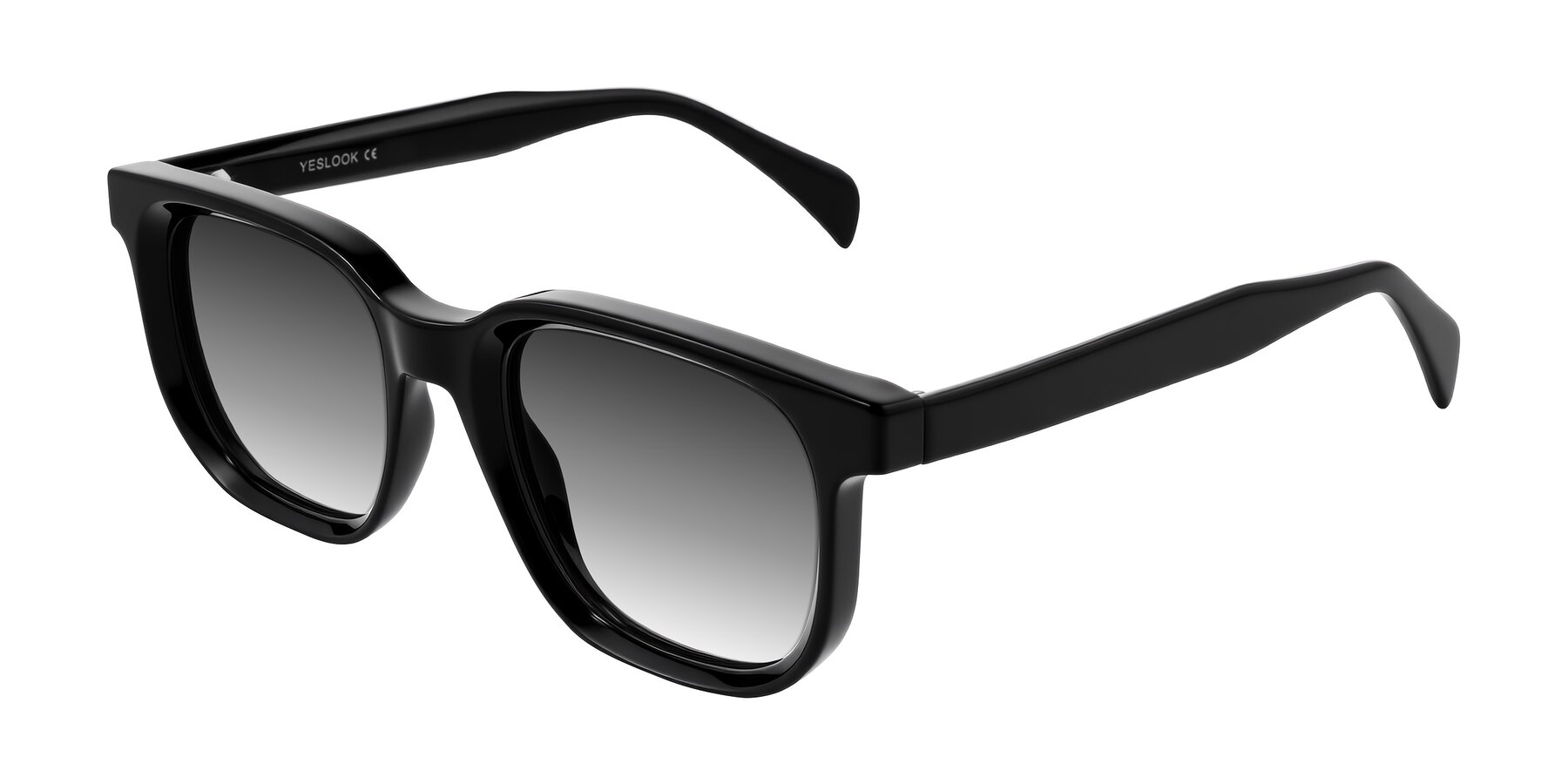 Angle of Mysterious in Black with Gray Gradient Lenses
