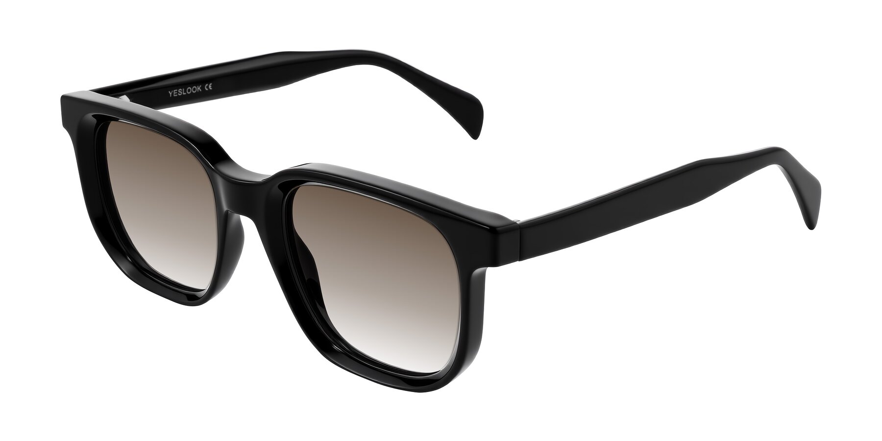 Angle of Mysterious in Black with Brown Gradient Lenses